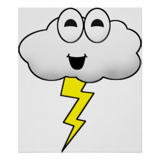Cartoon Lightning Bolts In Cloud Gifts on Zazzle