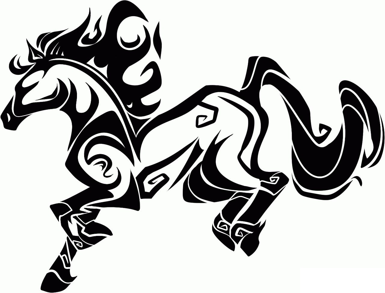 Tribal Horse Tattoo On Black Background | Fresh 2017 Tattoos Ideas