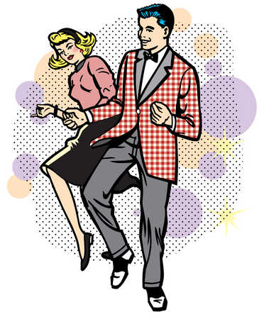 Stock Illustration - Dancing retro teenagers