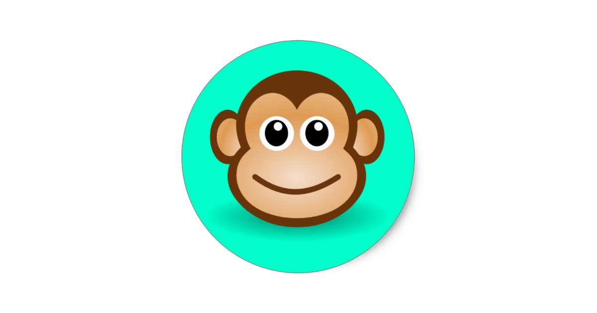 Cute Cartoon Happy Monkey Face Round Sticker | Zazzle