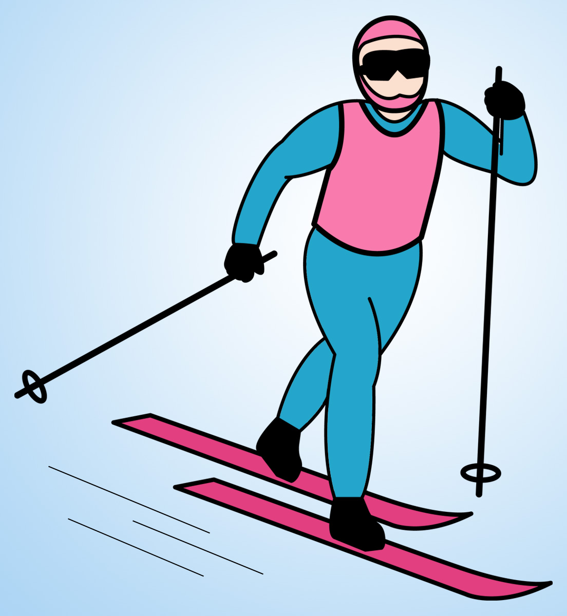 Downhill skier clipart color