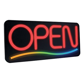 Amazon.com : Newon LED OPEN Sign with 8-Inch Font, 3 Color Wave ...