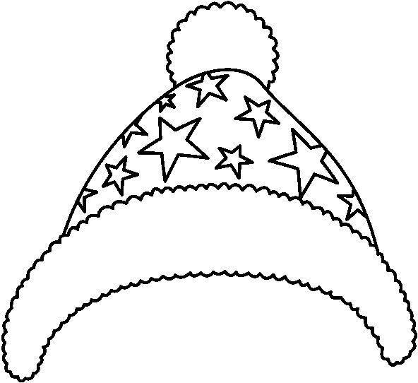 Black and white kids winter snow hats clipart
