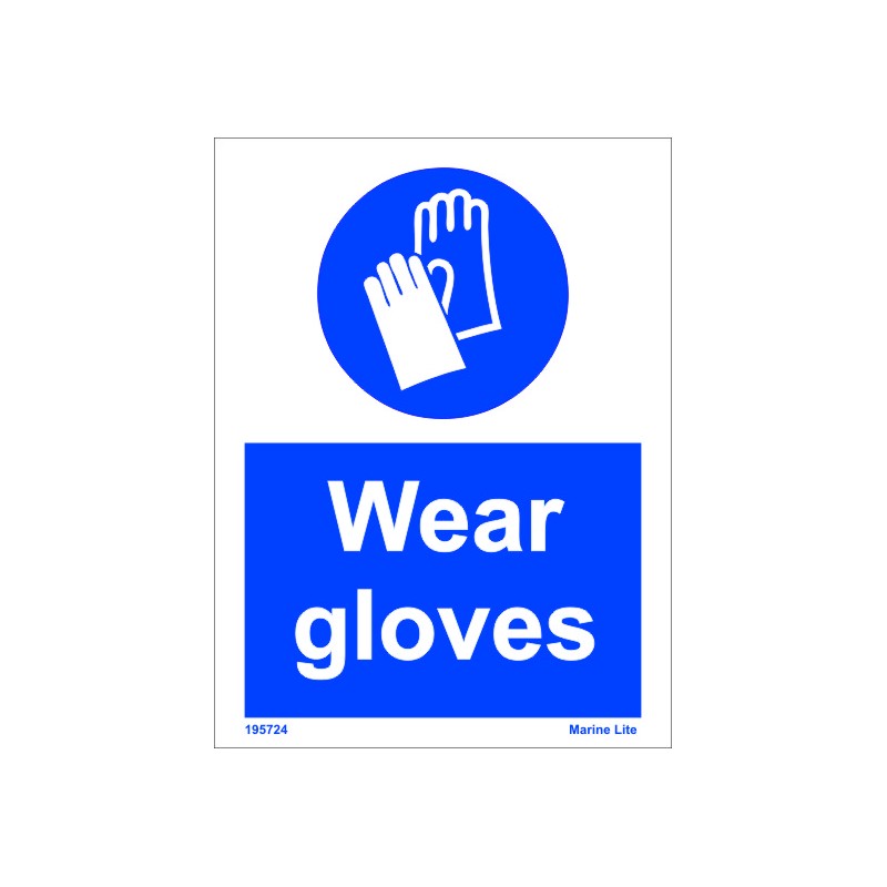 WEAR GLOVES (20x15cm) White Vin. IMO sign 195724WV - Imostickers.com