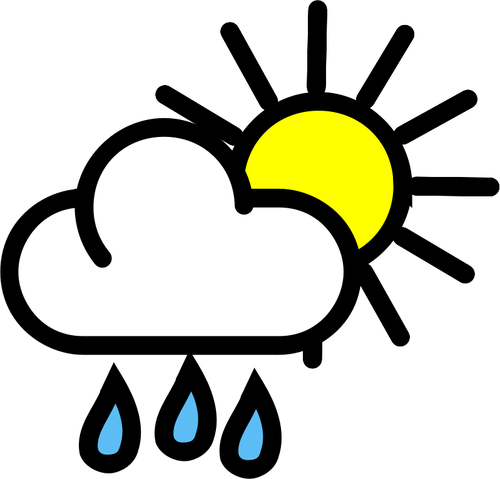 Vector graphics of light rain with sunny intervals weather color ...