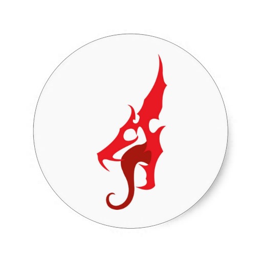Red Dragon Logo Sticker from Zazzle.