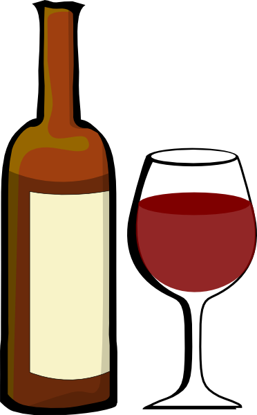 Glass Of Wine With Wine Bottle Clip Art - vector clip ...
