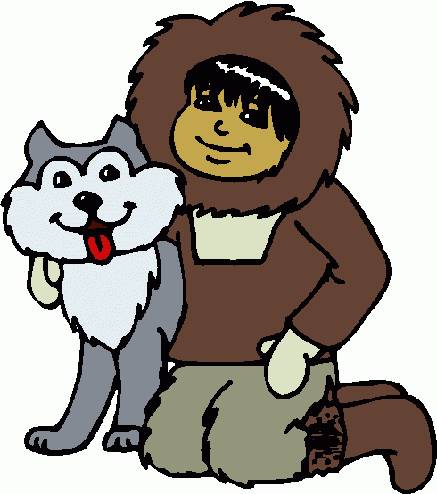 eskimo_boy_&_husky clipart - eskimo_boy_&_husky clip art