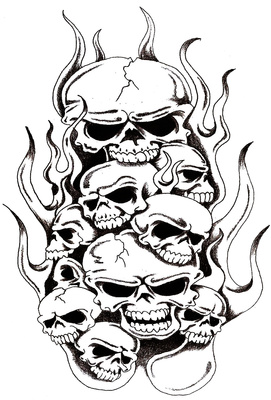 Flame And Skull Stencils Burning Tattoo Design | Just Free Image ...