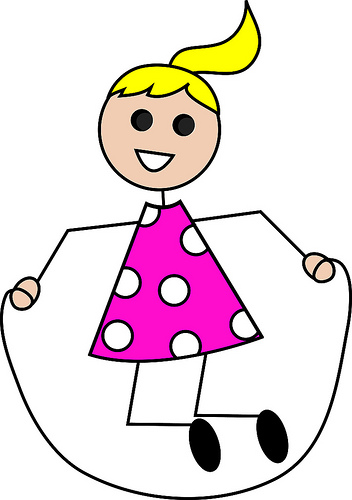 Clip Art Illustration of a Little Blond Girl Jumping Rope - a ...