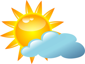 Weather Clipart Image - Shiny Sun with a Cloud Icon