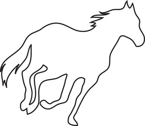 Wild Horse Clipart Image - Black and white outline of a running ...