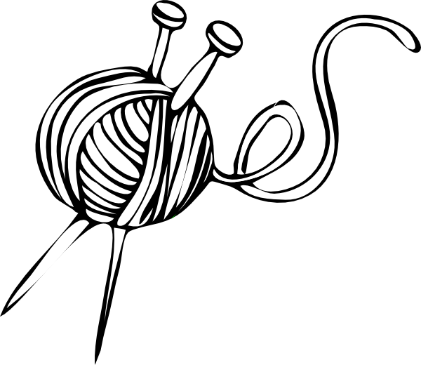 White Yarn Ball With Knitting Needles Clip Art ...