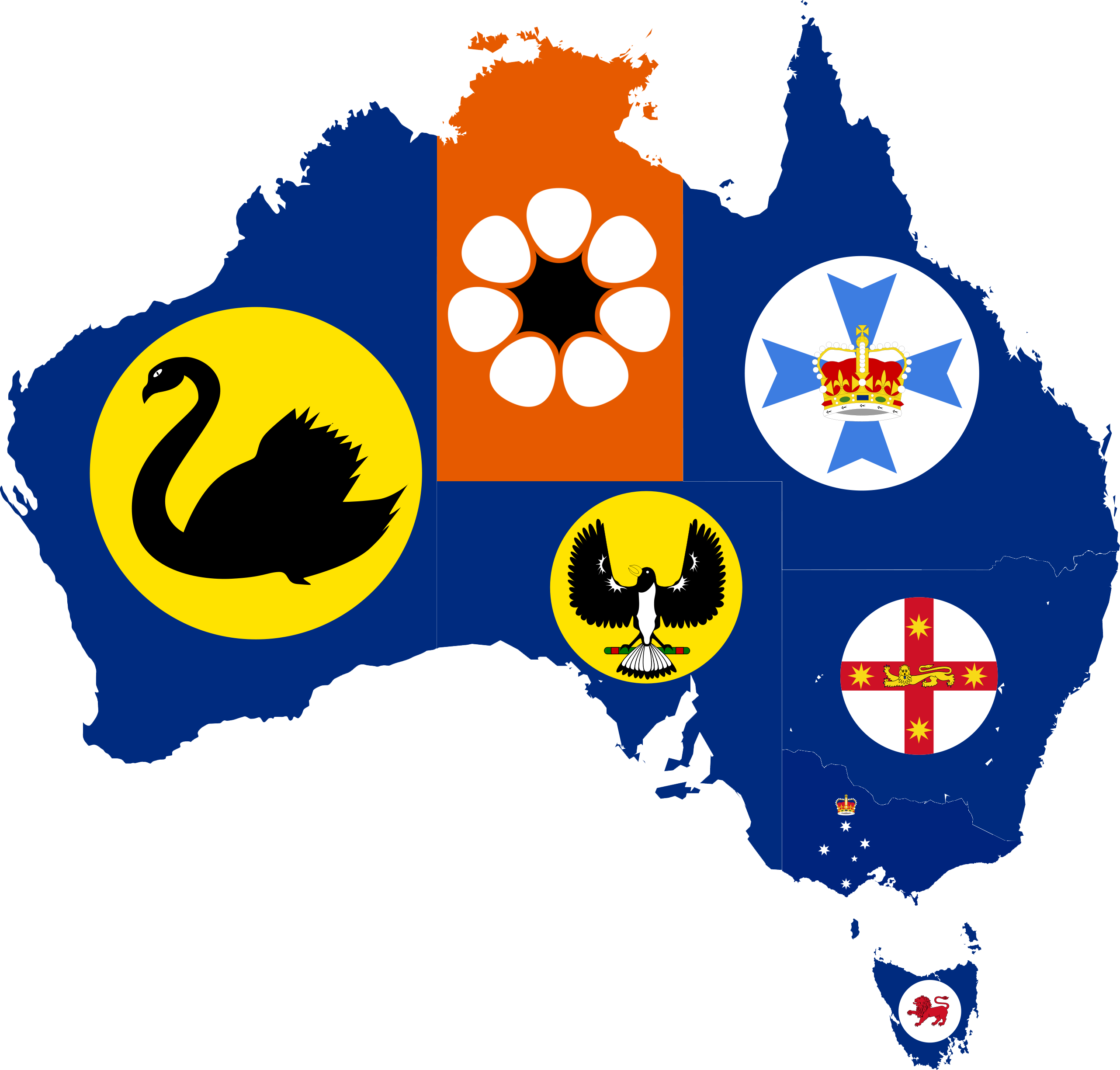 Flag-map of States and territories of Australia.png ... - ClipArt ...