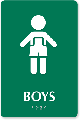 Boys Nursery School Restroom TactileTouch™ Sign in Green, SKU - SE-