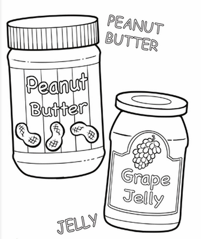 Peanut butter and jelly coloring pages.