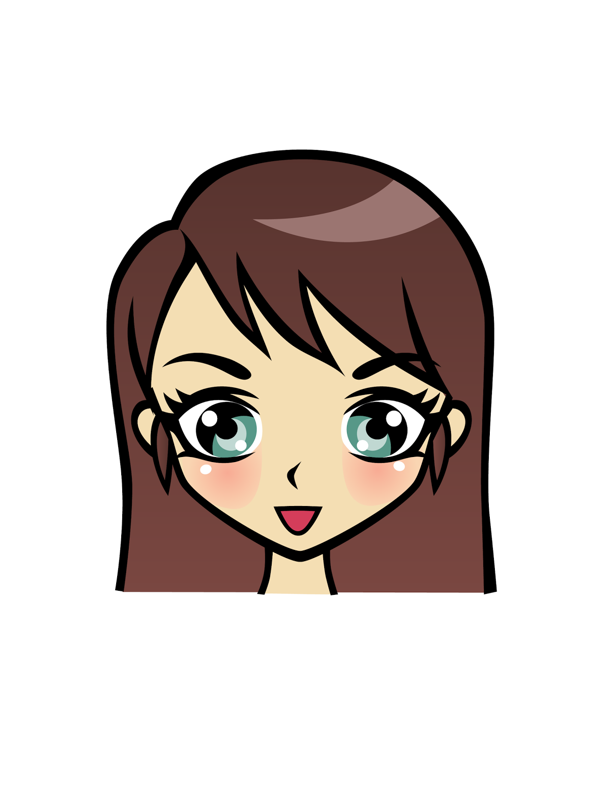 Cute girl with long hair clipart