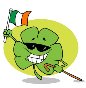 Free Ireland Clip Art Image - Shamrock Cartoon Character Holding a ...