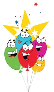 Free Party Clip Art Image - Party Balloons with Cartoon Faces