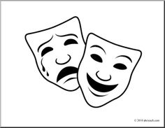 Tragedy comedy masks clipart