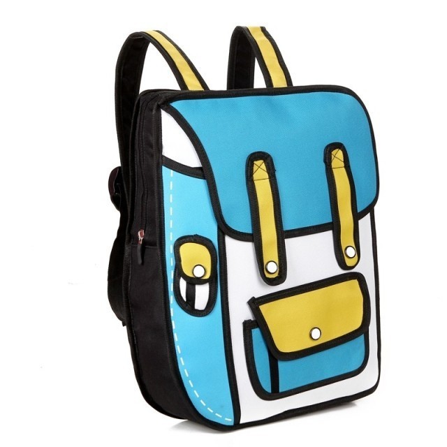 3D 2D Cartoon Comic School Bag Travel Book Bag Laptop Backpack ...