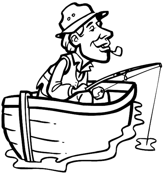 Old Man On A Fishing Boat Clipart