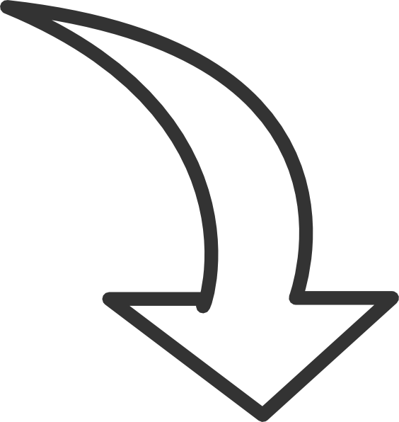 Small curved arrow black and white clipart