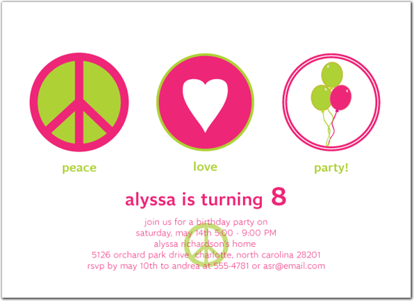 Peace Sign Birthday Party Invitation Ideas | New Party Ideas