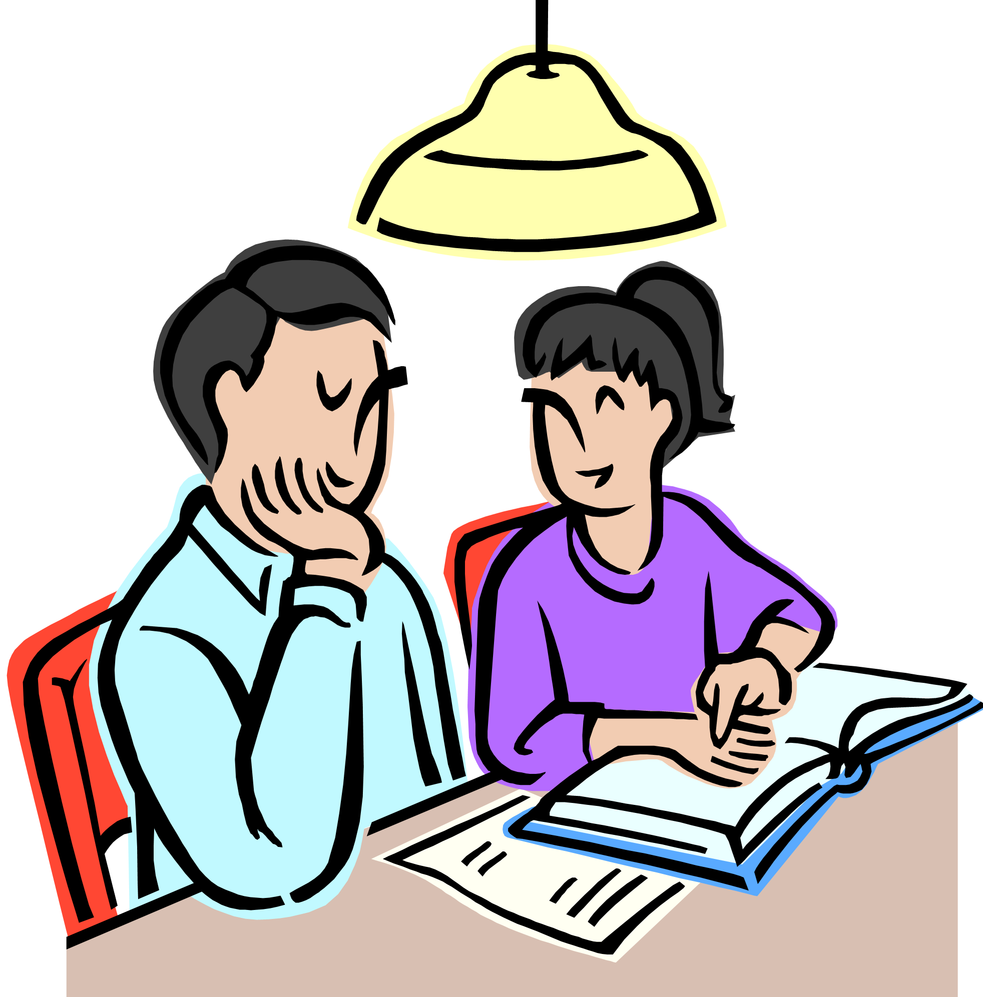 Clipart of kid doing homework