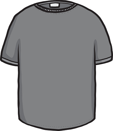 Drawing Of The Gray T Shirt Template Clip Art, Vector Images ...