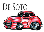 De Soto Hot Rod Muscle Car Classic Car Cartoon Drawings for Sale
