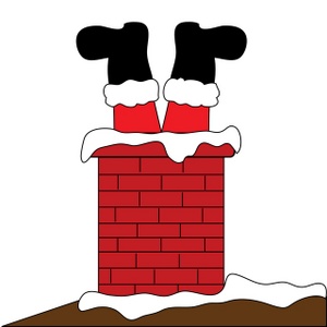 Santa Clipart Image - Santa Stuck Upside Down in a Chimney