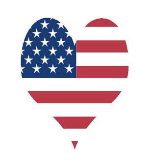 Clip Art Patriotic Heart Shaped American Flag With The Red White ...