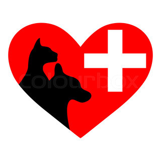 Veterinary symbol with blank place and pets silhouettes | Vector ...