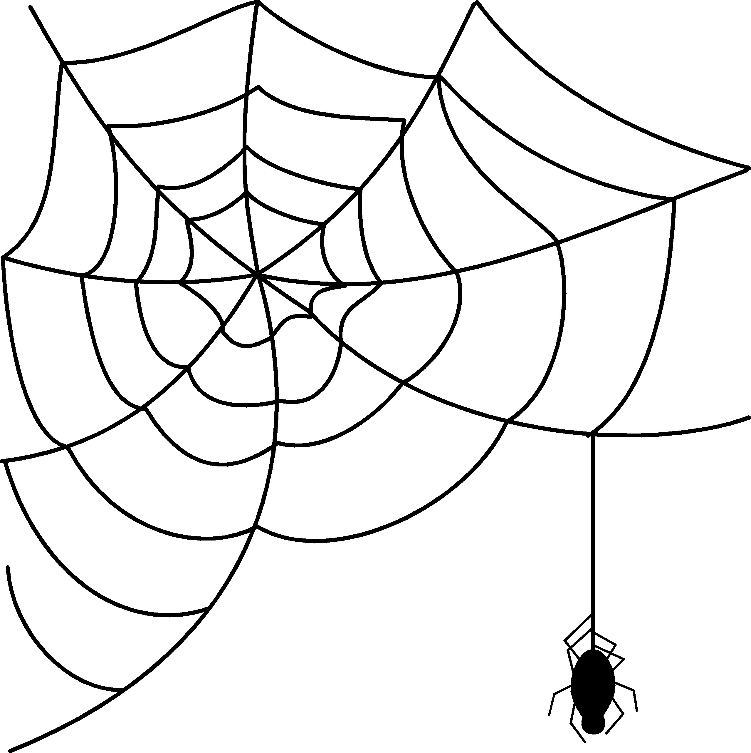 Black spider web with white background clipart png