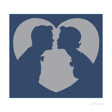 Silhouette of Two People Kissing Print by Pop Ink - CSA Images at ...