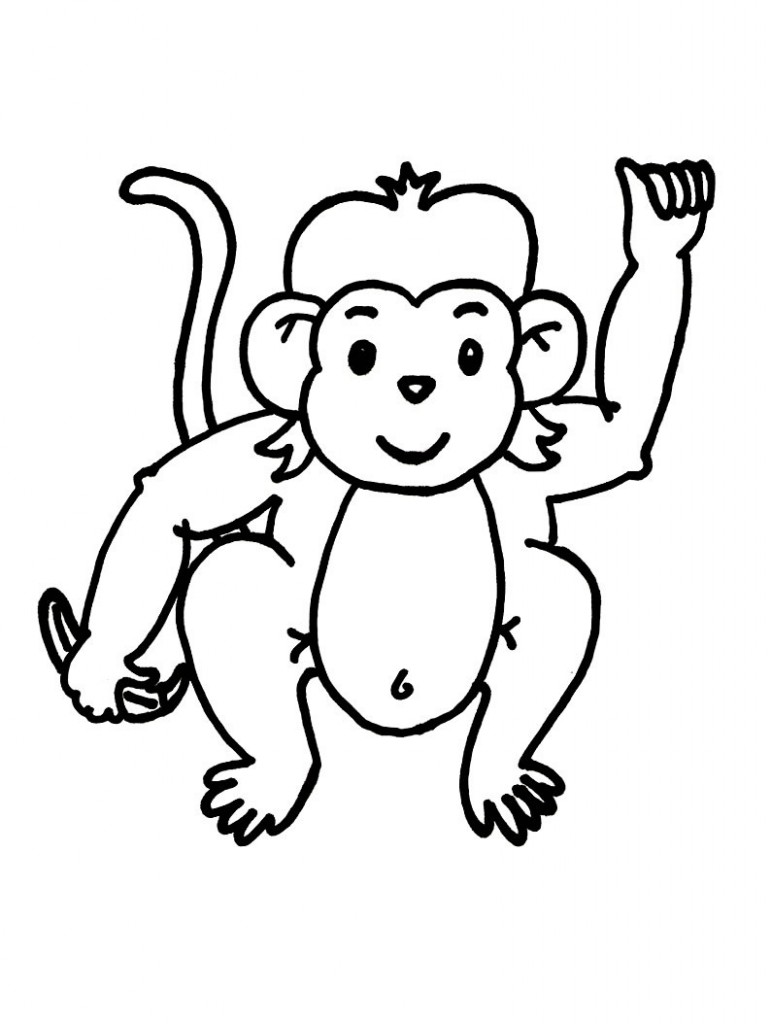 Monkey black and white monkey outline clip art