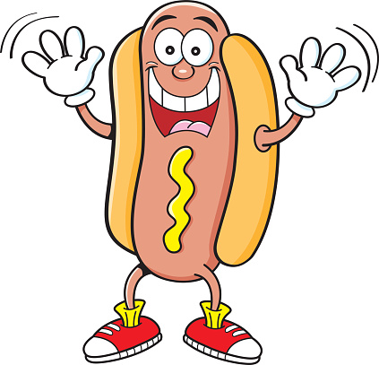 Cartoon Of A Funny Of Hot Dogs Clip Art, Vector Images ...