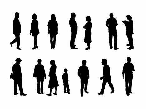 Full-length People Silhouette Outlines