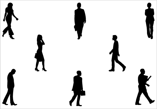Silhouette People Walking Clipart