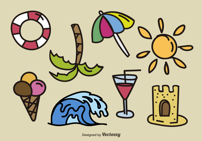 Hand drawn beach elements - Download Free Vector Art, Stock ...