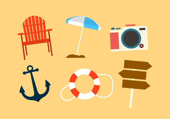 Set of Beach Objects in Vector - Download Free Vector Art, Stock ...