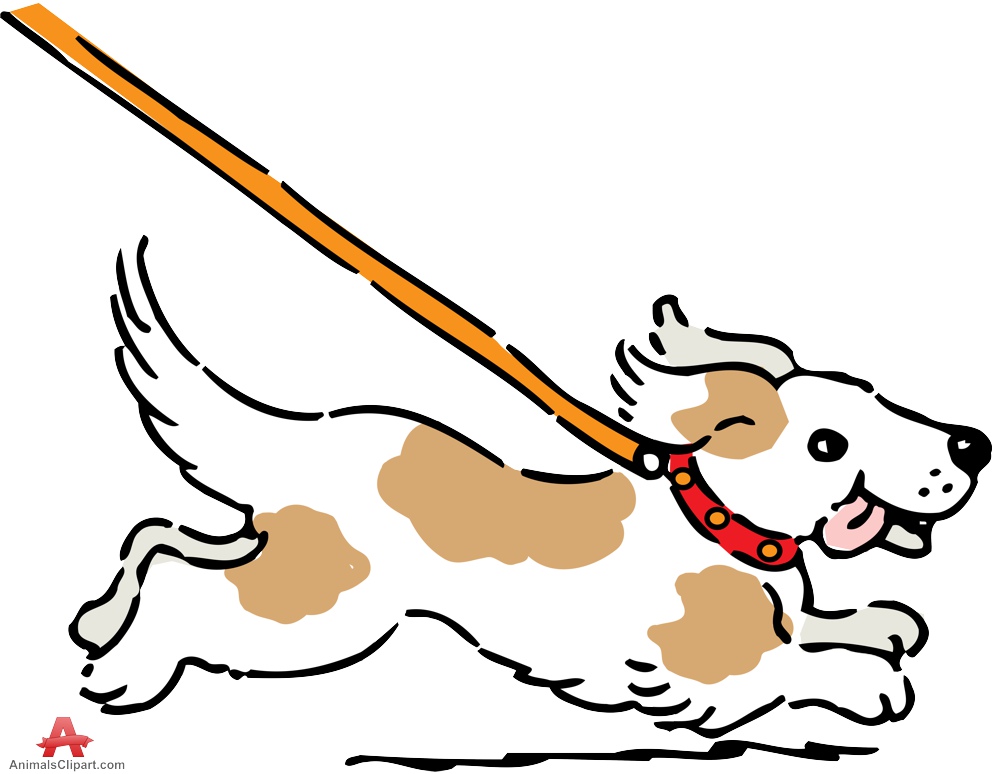 Leashed Dog Running Clipart | Free Clipart Design Download