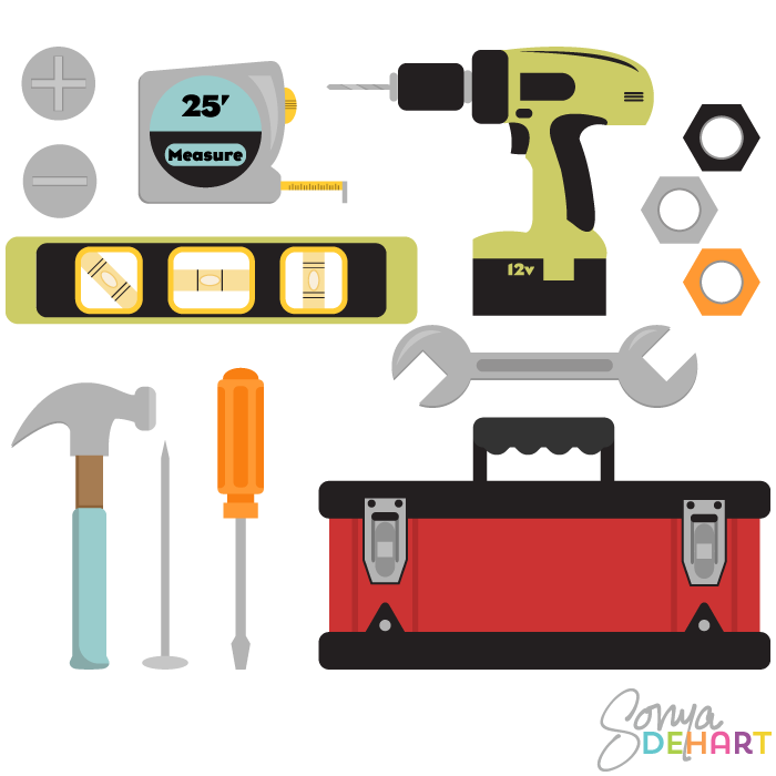 Vector colorful tools and toolbox clip art set