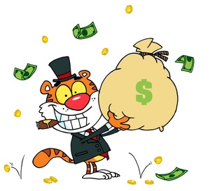 Wealthy Clipart Image - A Tiger With a Cigar Holding a Large Bag ...
