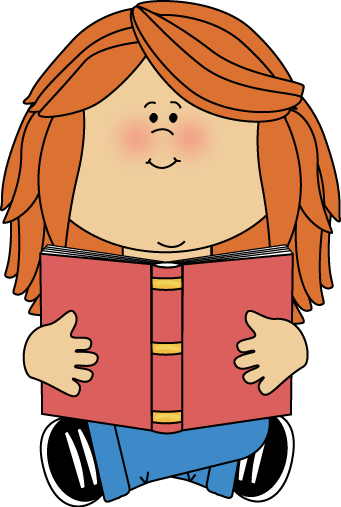Clipart of a girl reading a book