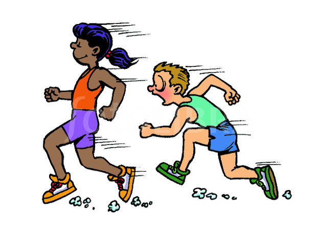 Boy girl running clipart