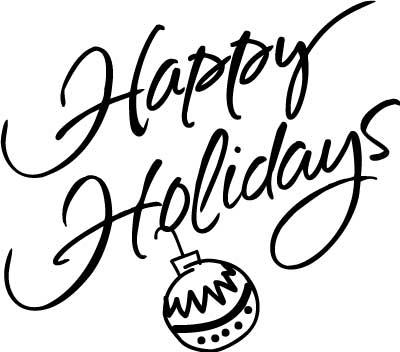 Happy Holidays Black And White Clipart