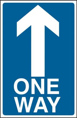 One way Road Sign Straight On / Up 600x450mm aluminium with ...