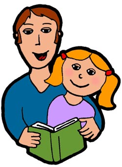 Parent reading to child clip art